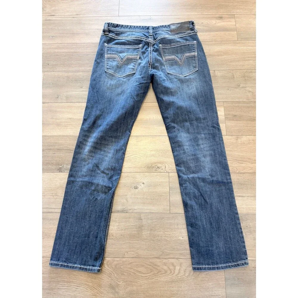 Rock & Roll Rifle Skinny Mens 36X34 Cowboy Thick Stitch Slim Stretch Jeans